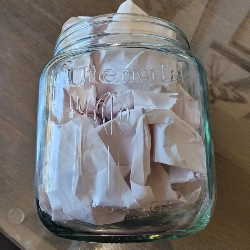Glass embossed utensil holder